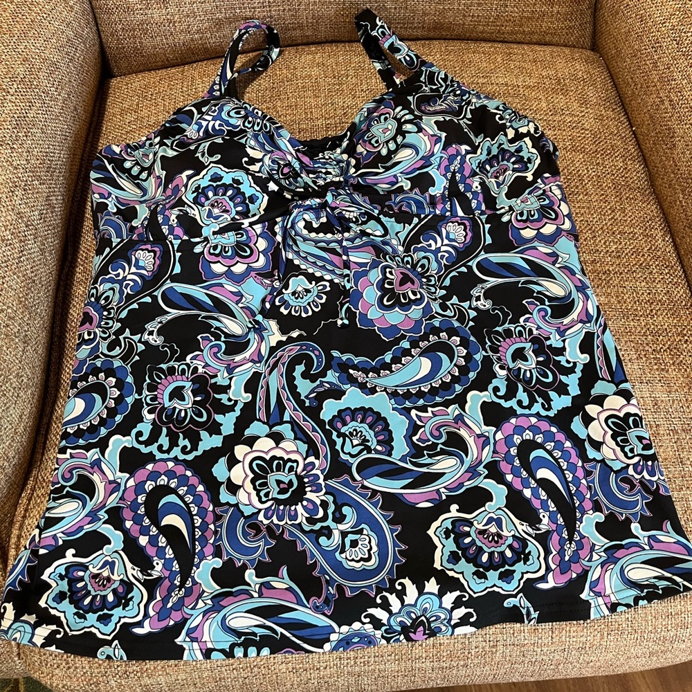 Lands End Blue Paisley Print Tankini